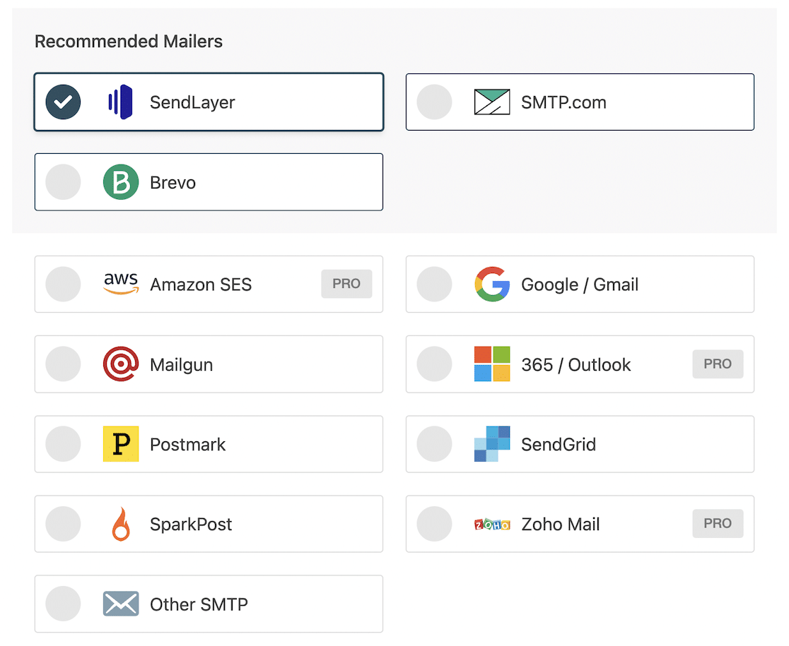 WP Mail SMTP mailers