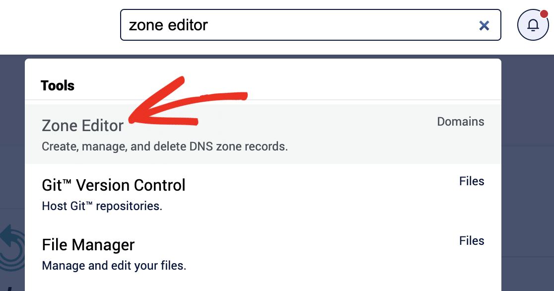 Search for zone editor