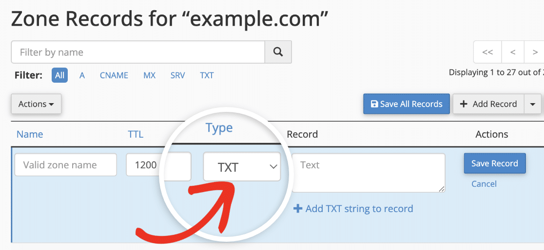 Select record type