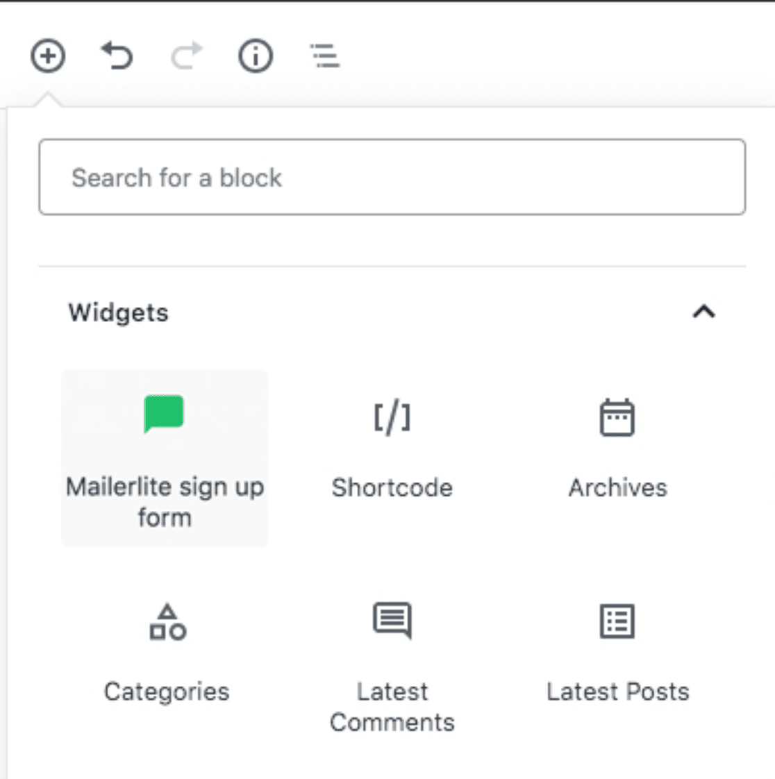 MailerLite block editor