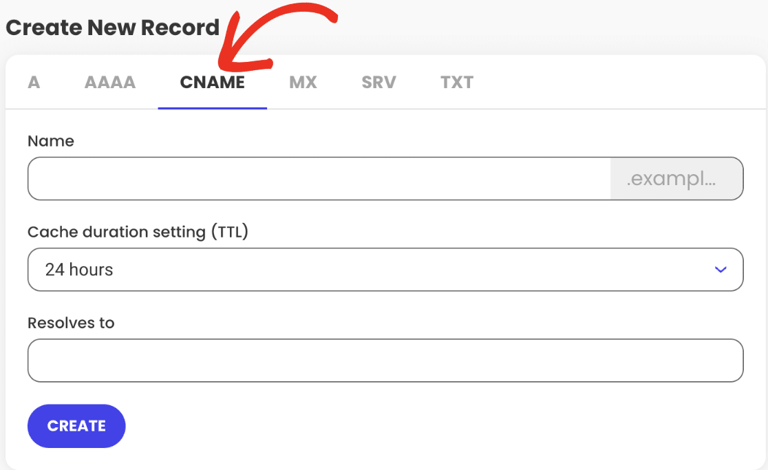 Select CNAME record