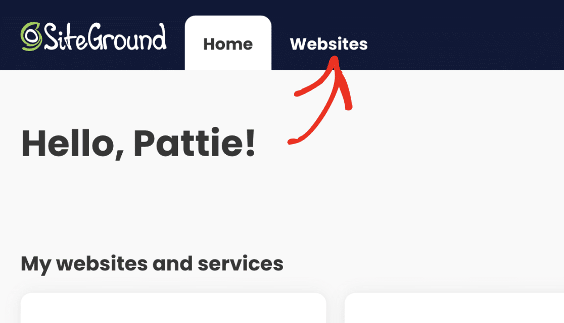 Select websites tab