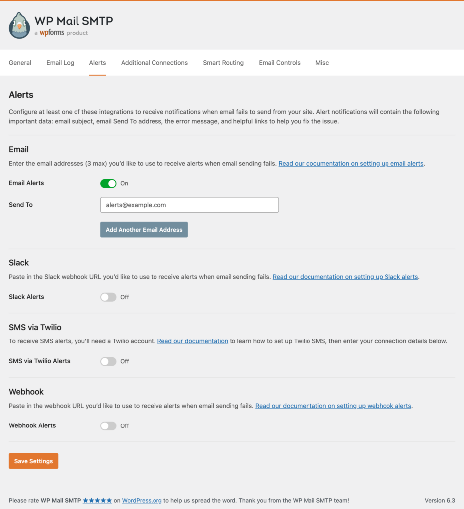 E-Mail-Misserfolgswarnungen
