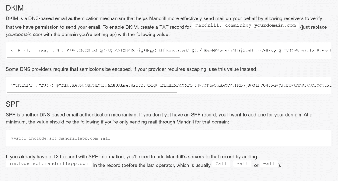 Copy the DKIN and SPF values