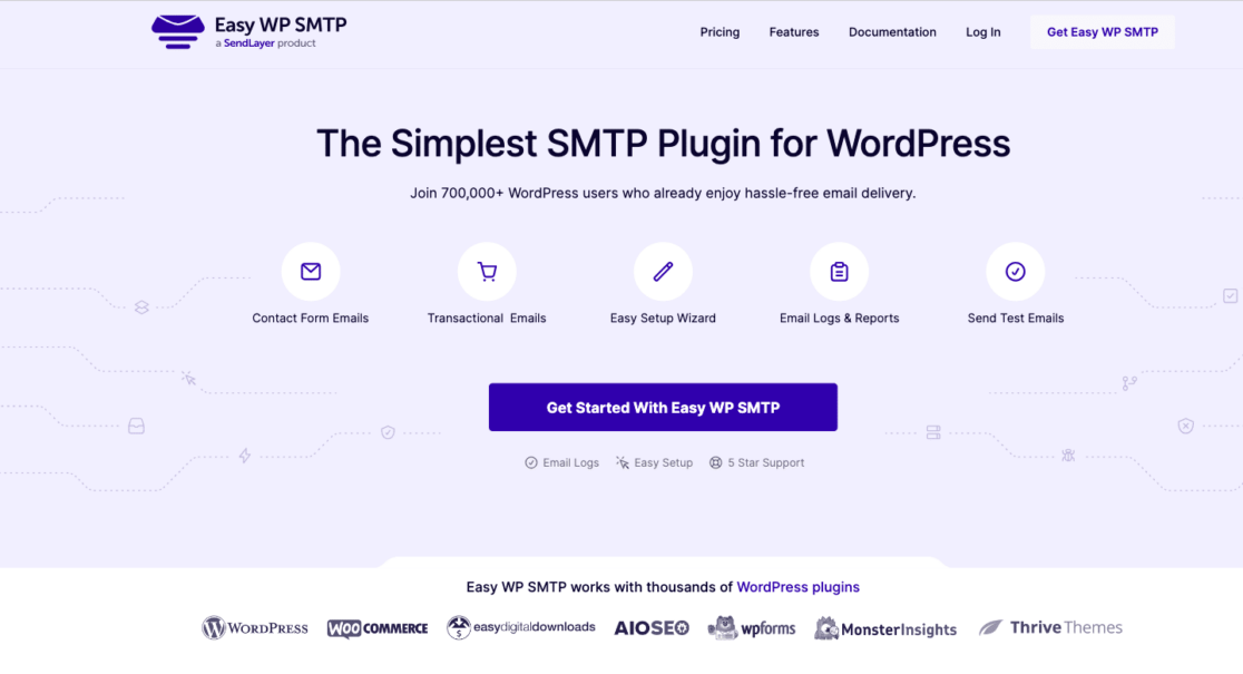 the easy wp smtp homepage
