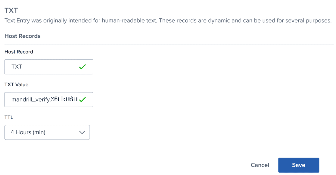 Paste domain ownership TXT record