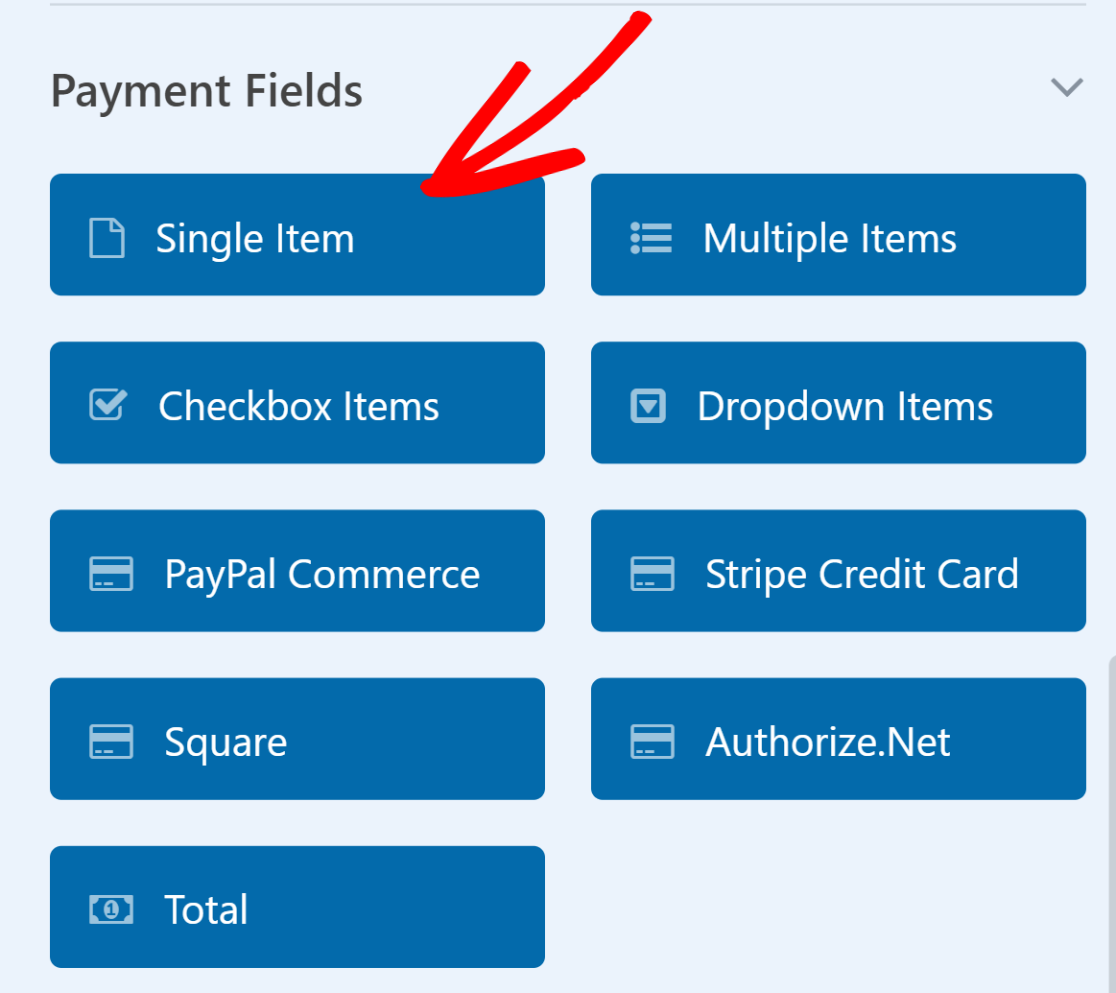 WPForms Single Item field