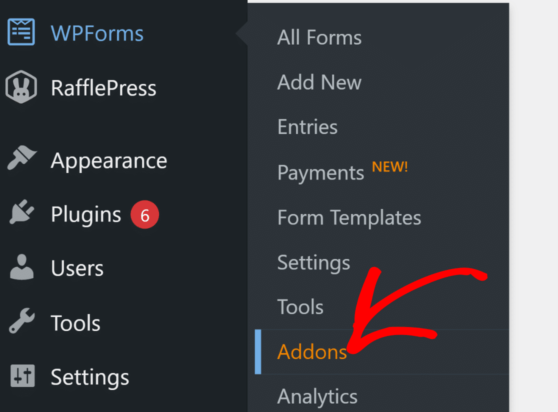 WPForms addon screen