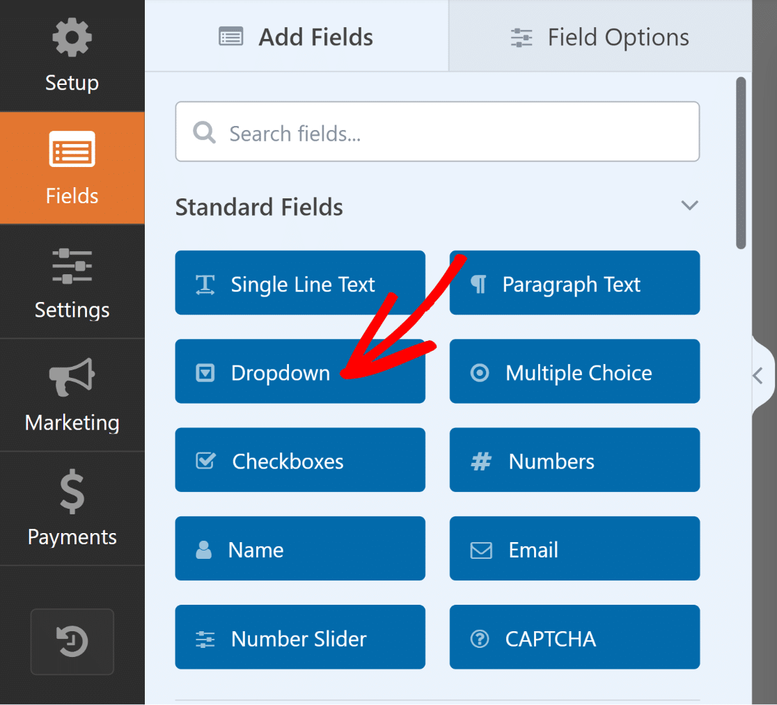 WPForms select dropdown field