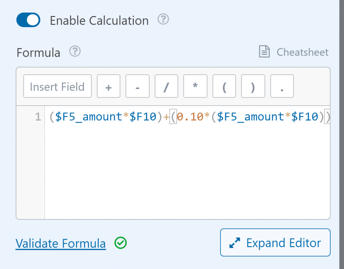 wpforms tax formula