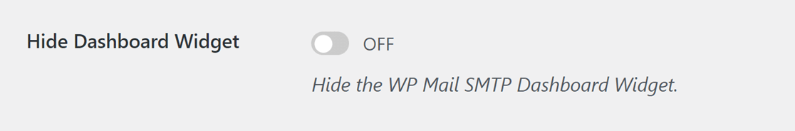 Hide Dashboard Widget option under WP Mail SMTP Miscellaneous settings