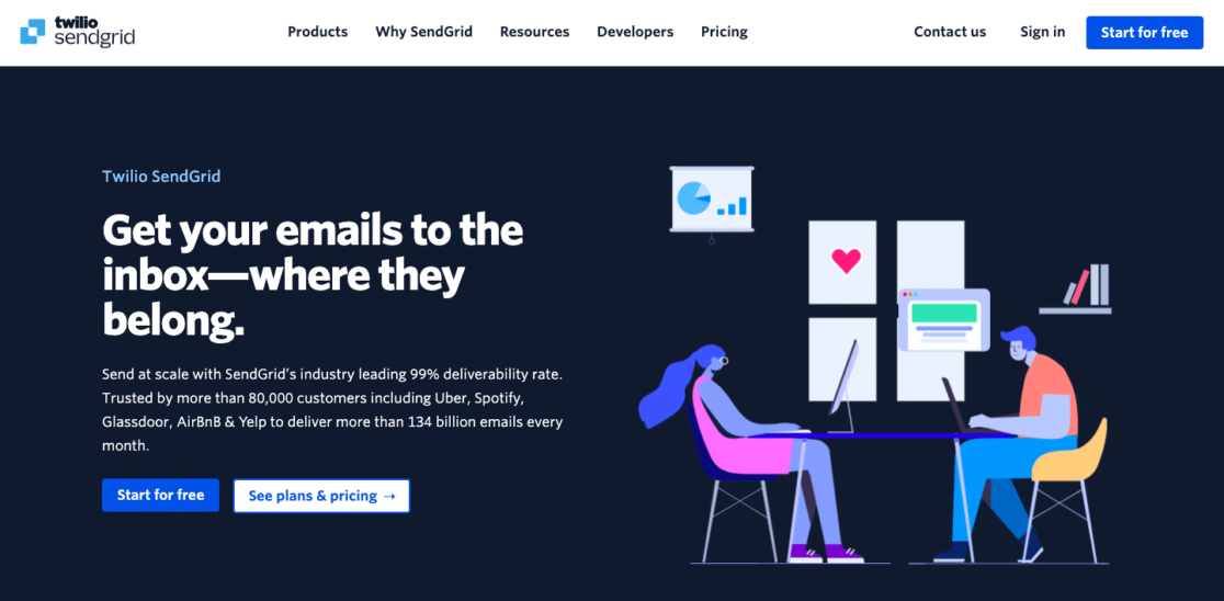 Navigating the SendGrid homepage