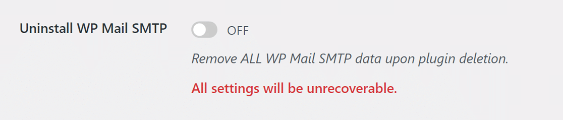 Uninstall option under WP Mail SMTP Miscellaneous settings