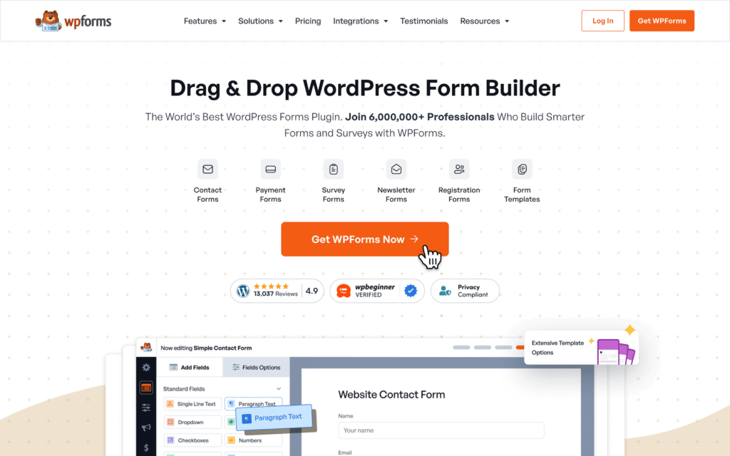 WPForms homepage