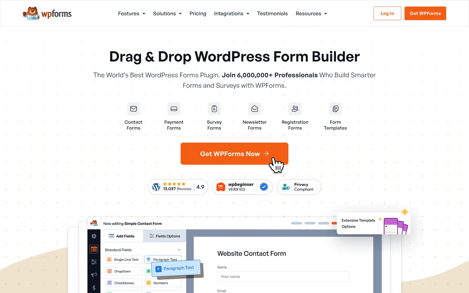 Homepage WPForms - WP Mail SMTP Homepage di WPForms