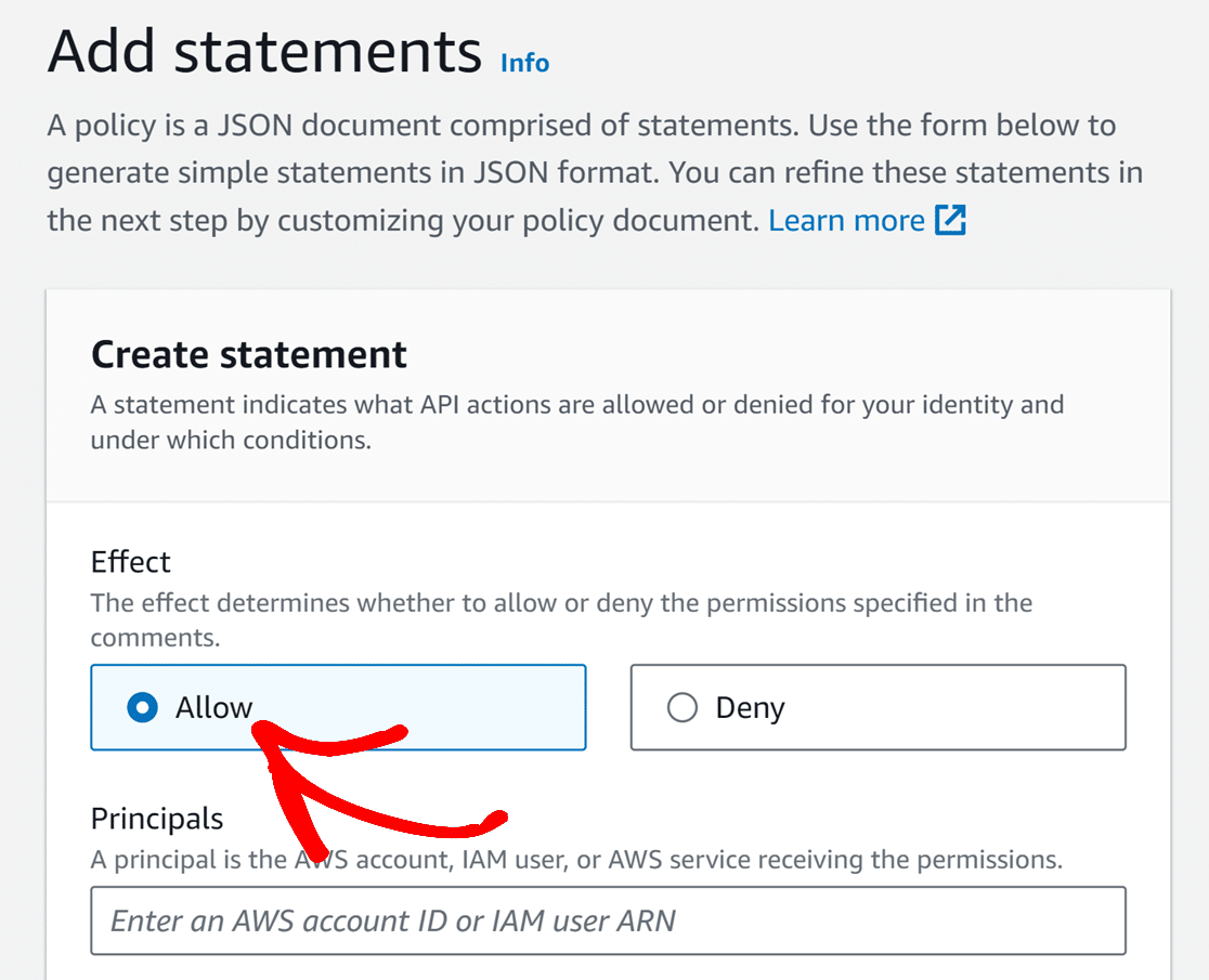 Set Effect to Allow for verified identity statement