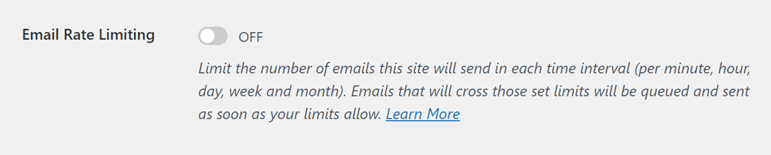 Email rate limiting setting