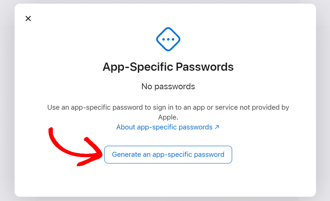 Generate an app-specific password in Apple