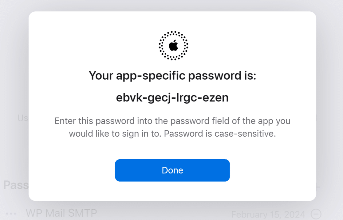 generated app password