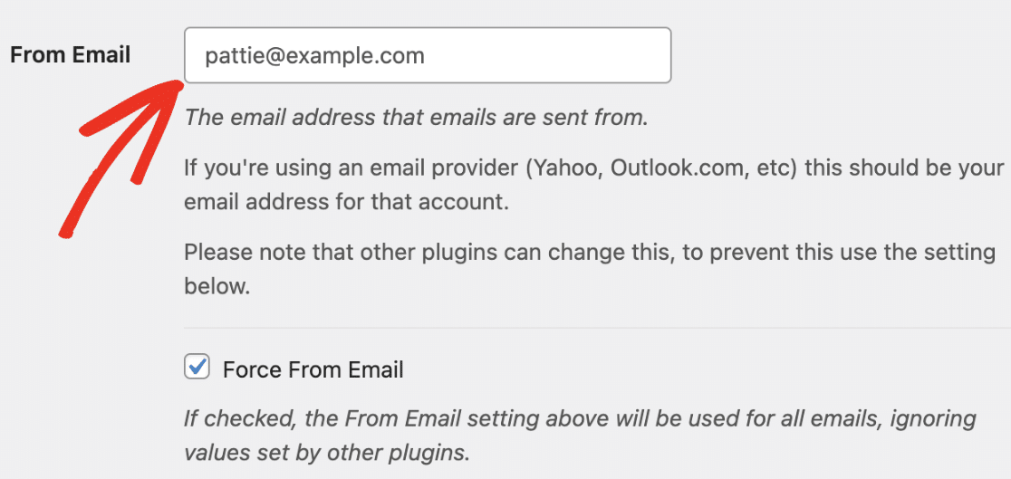 From email settings in WP Mail SMTP