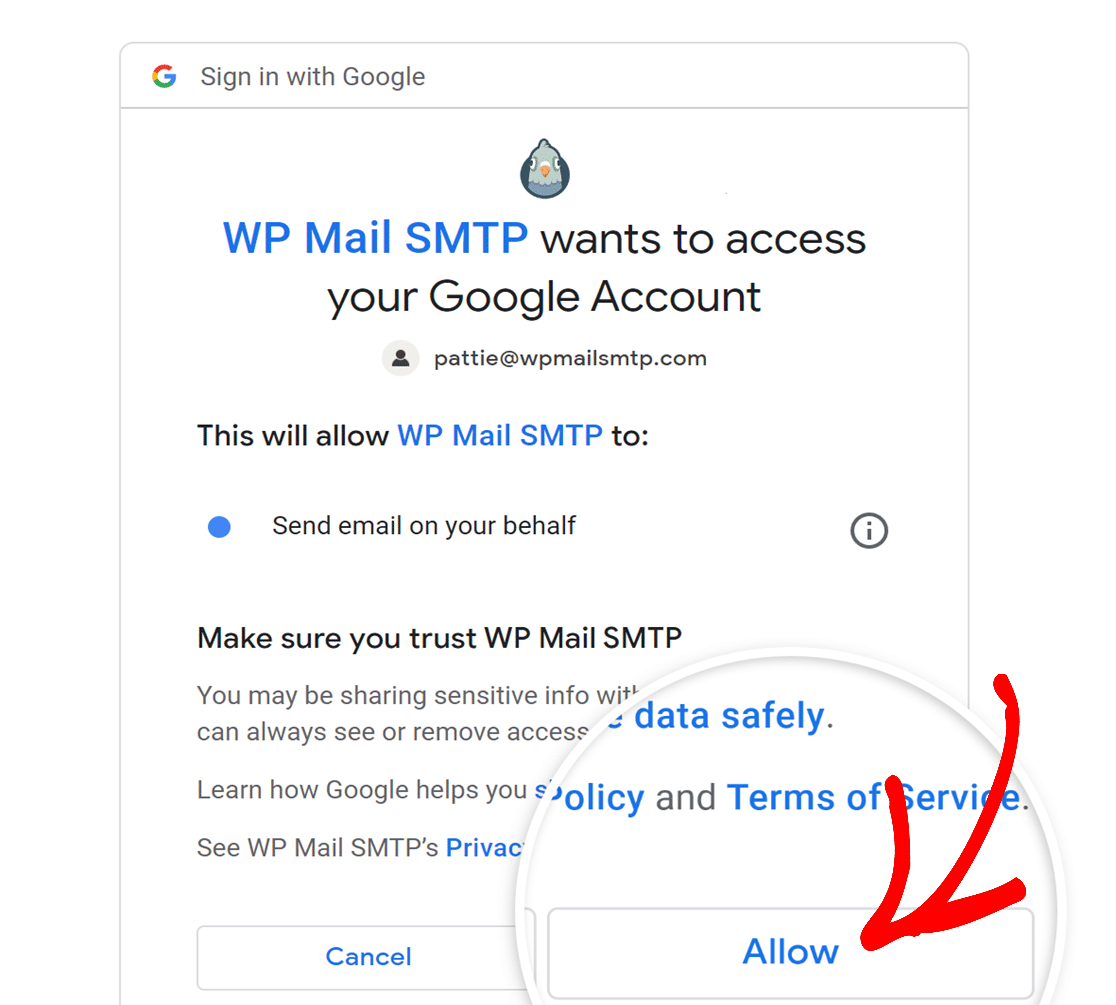 allow permission google mailer