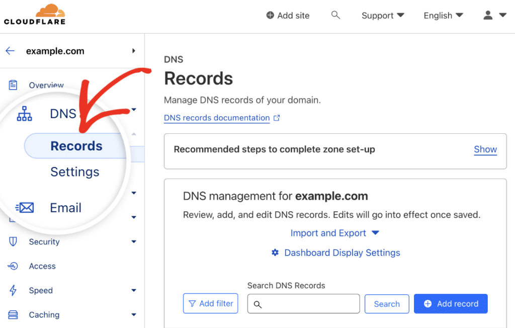dns records cpanel