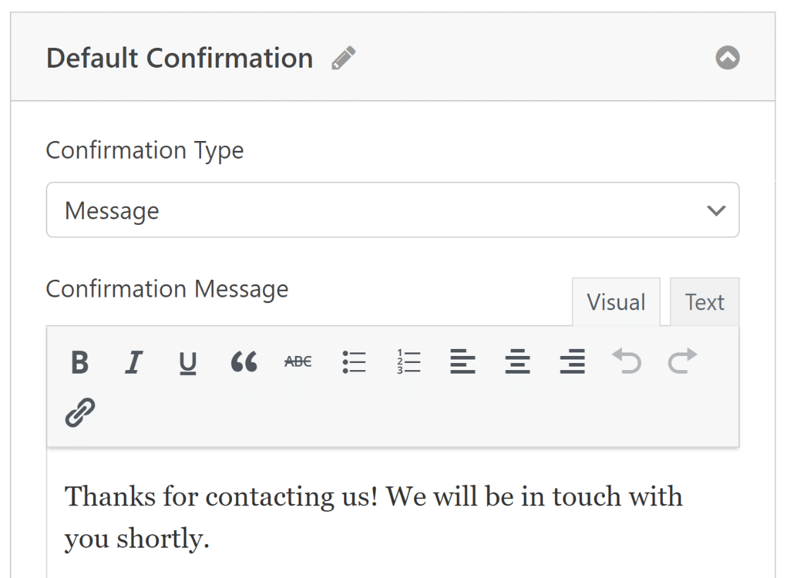 multi step form confirmation message