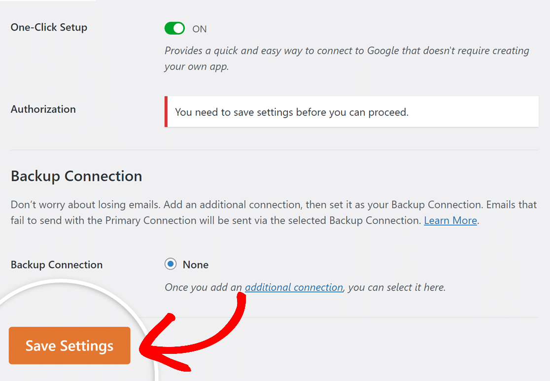 Save Settings button
