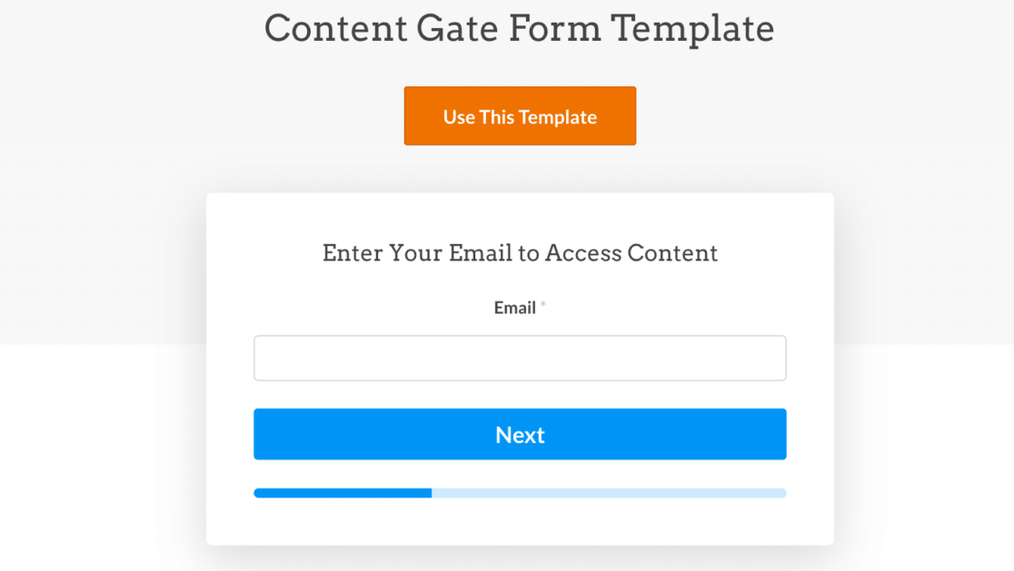 Viewing the Content Gate Form Template 