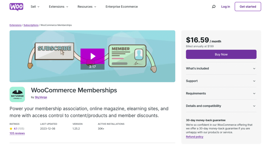 Downloading the WooCommerce Memberships plugin