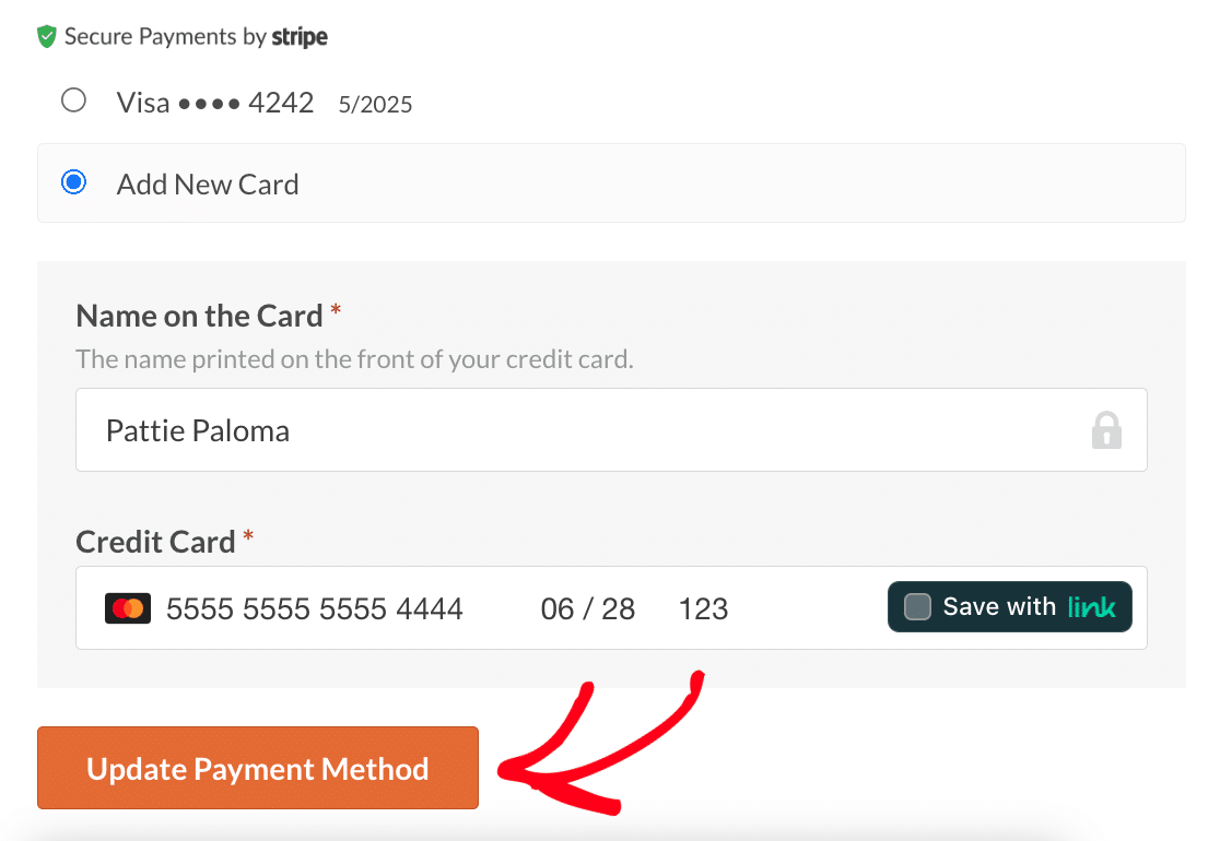 Click update payment method