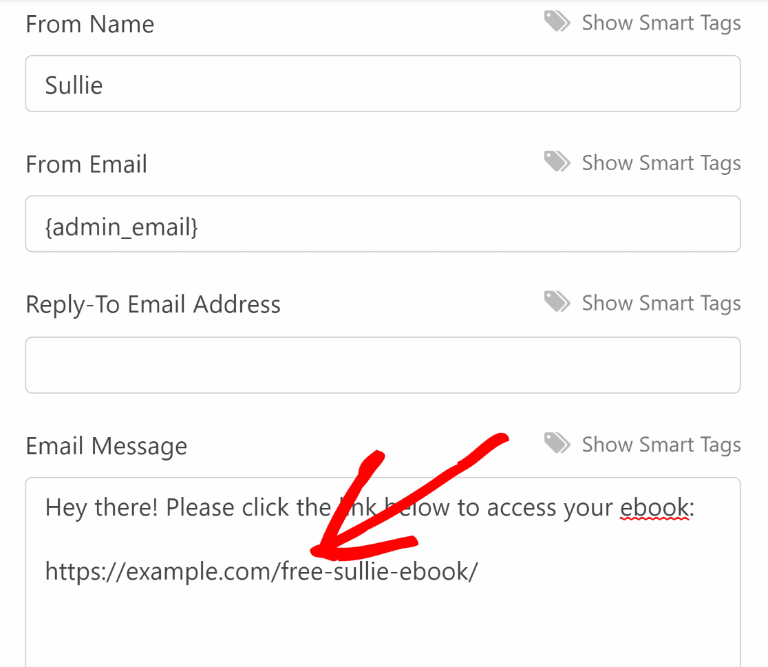 email notification link