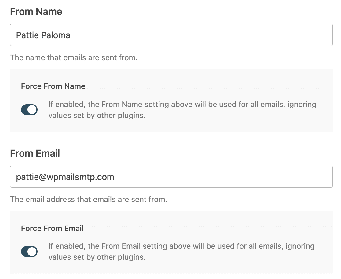from name and from email