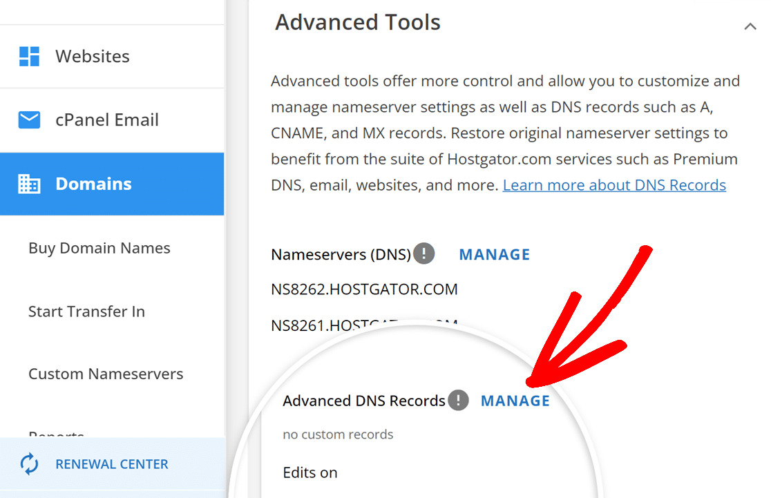 Manage DNS records