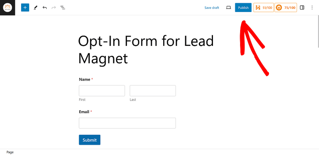 publish opt-in form