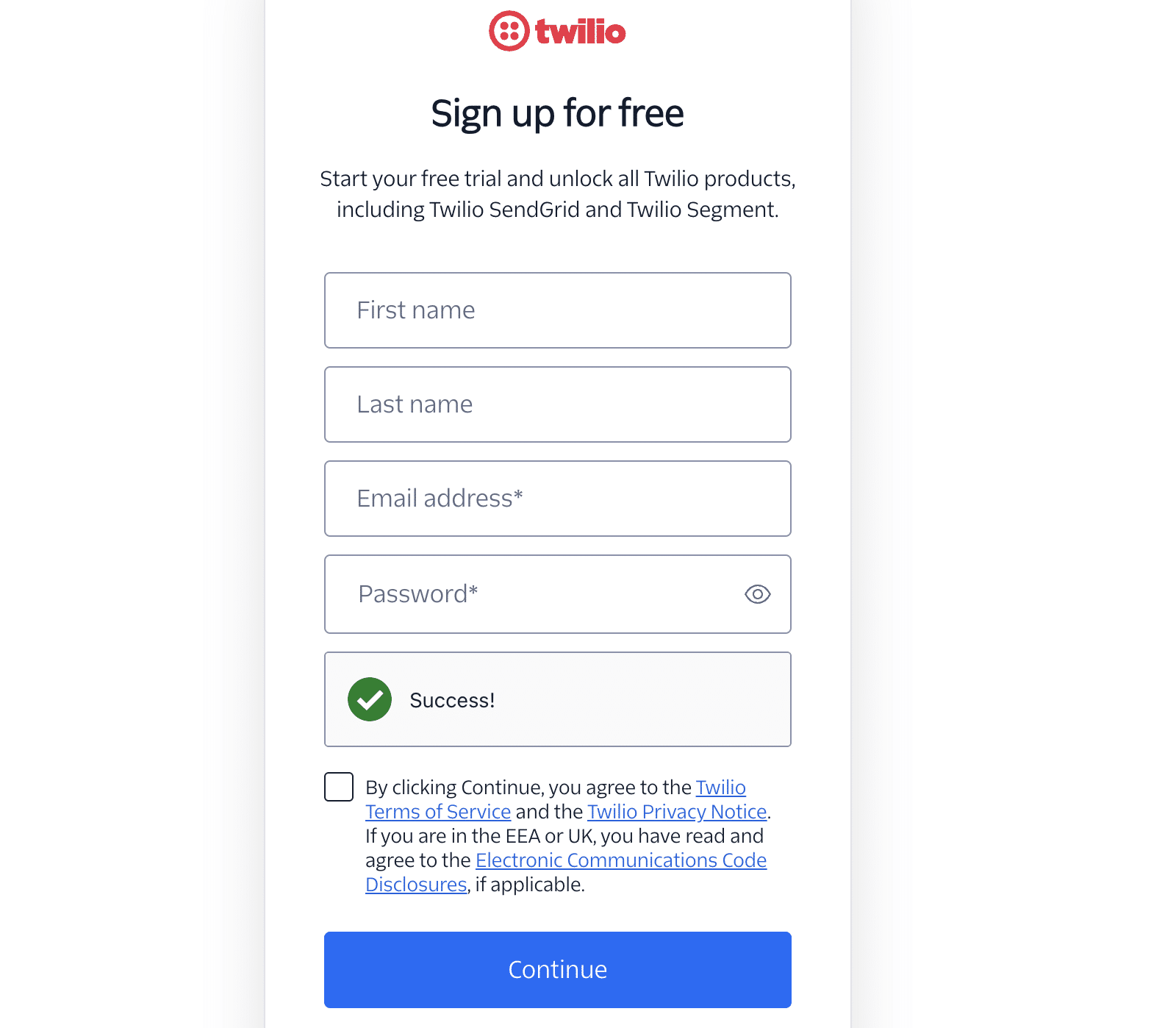sendgrid-signup-form - WP Mail SMTP SendGrid Registrierungsseite