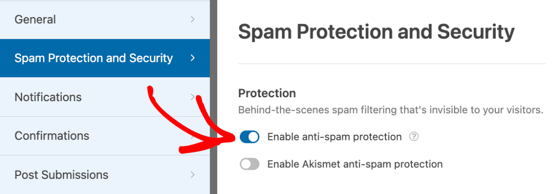 wpforms enable anti spam protection