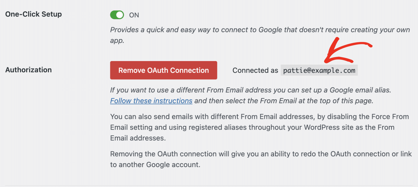 Connected Google account