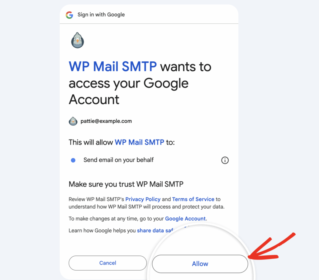 Click Allow to authorize site