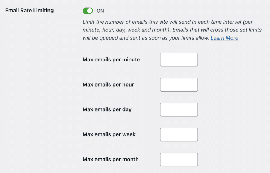 Email Rate Limiting - WP Mail SMTP 電子メールのレート制限
