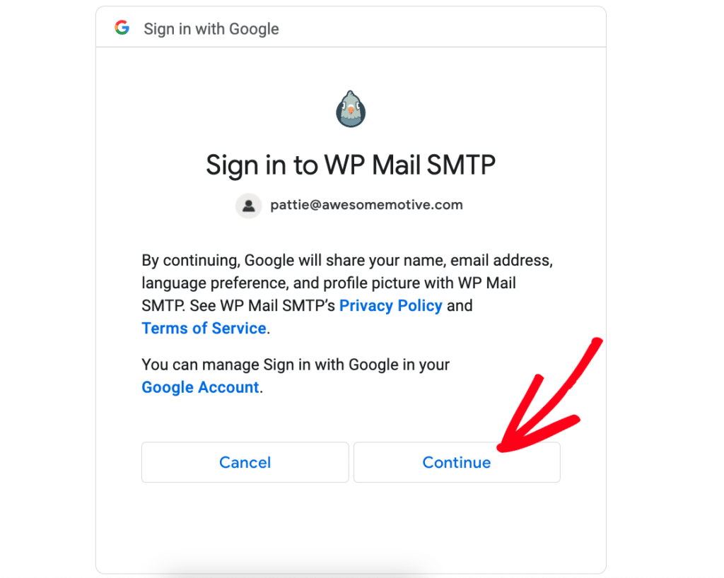 google-auth-click-continue - WP Mail SMTP Google Authorization