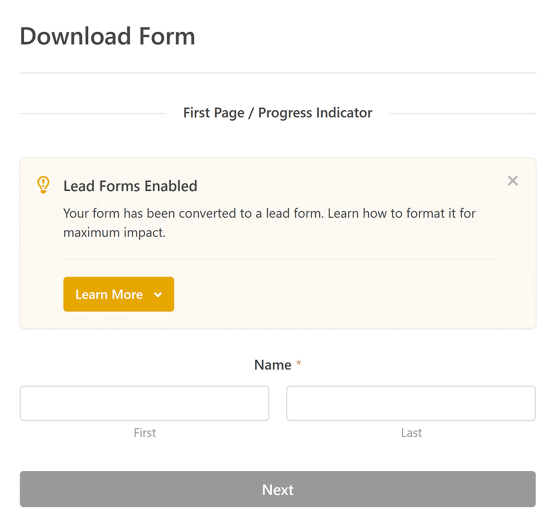 lead forms enabled