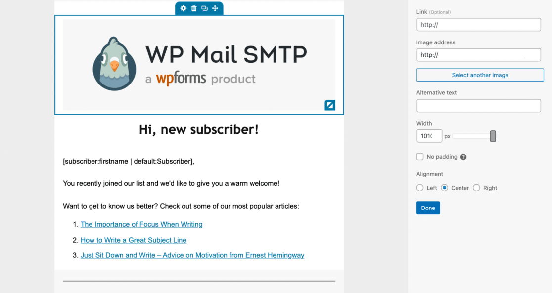 Adding a logo to the MailPoet email template