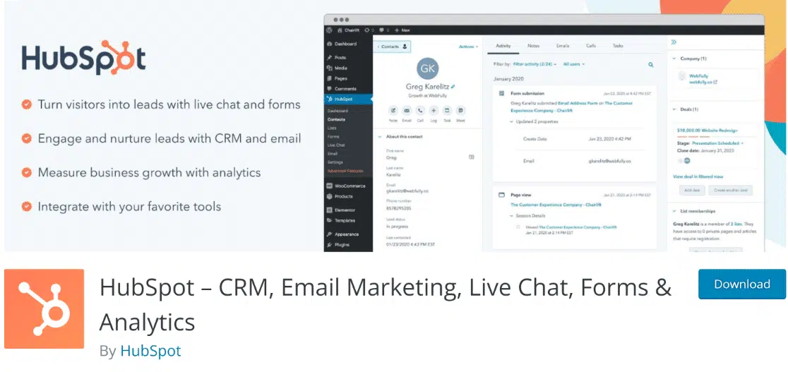 hubspot wordpress