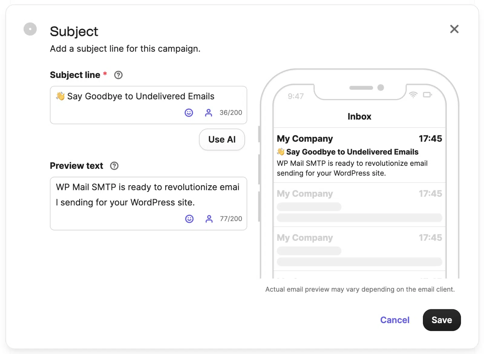 Créateur d'objet d'e-mail Brevo