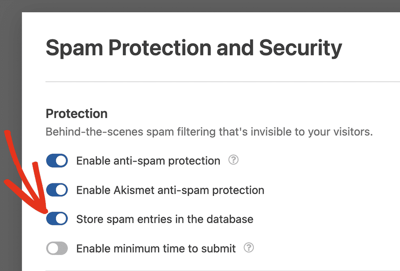 enable storing spam entries