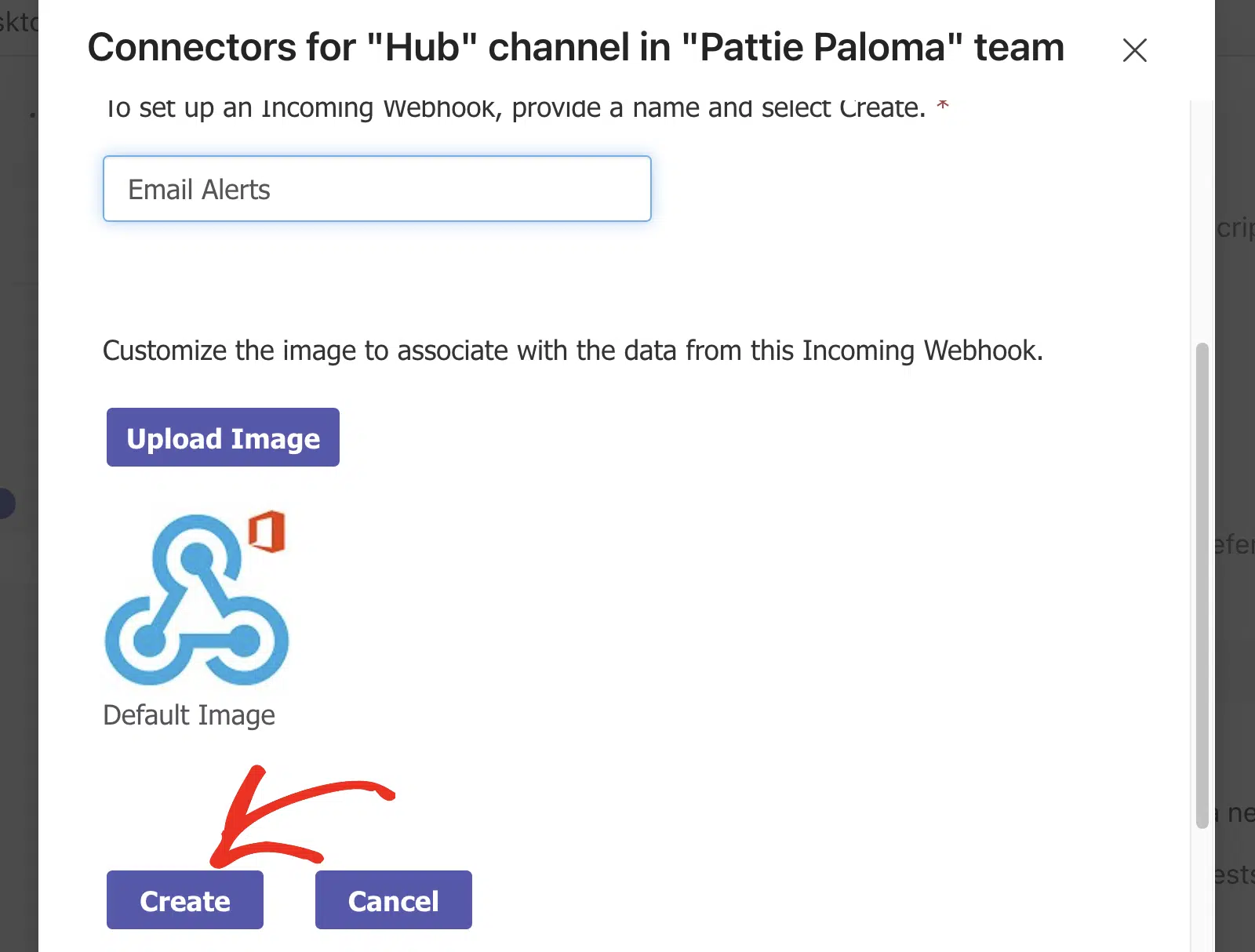 Click Create to set up your webhook.