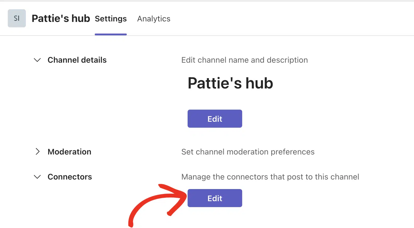 Edit the Connectors in Teams