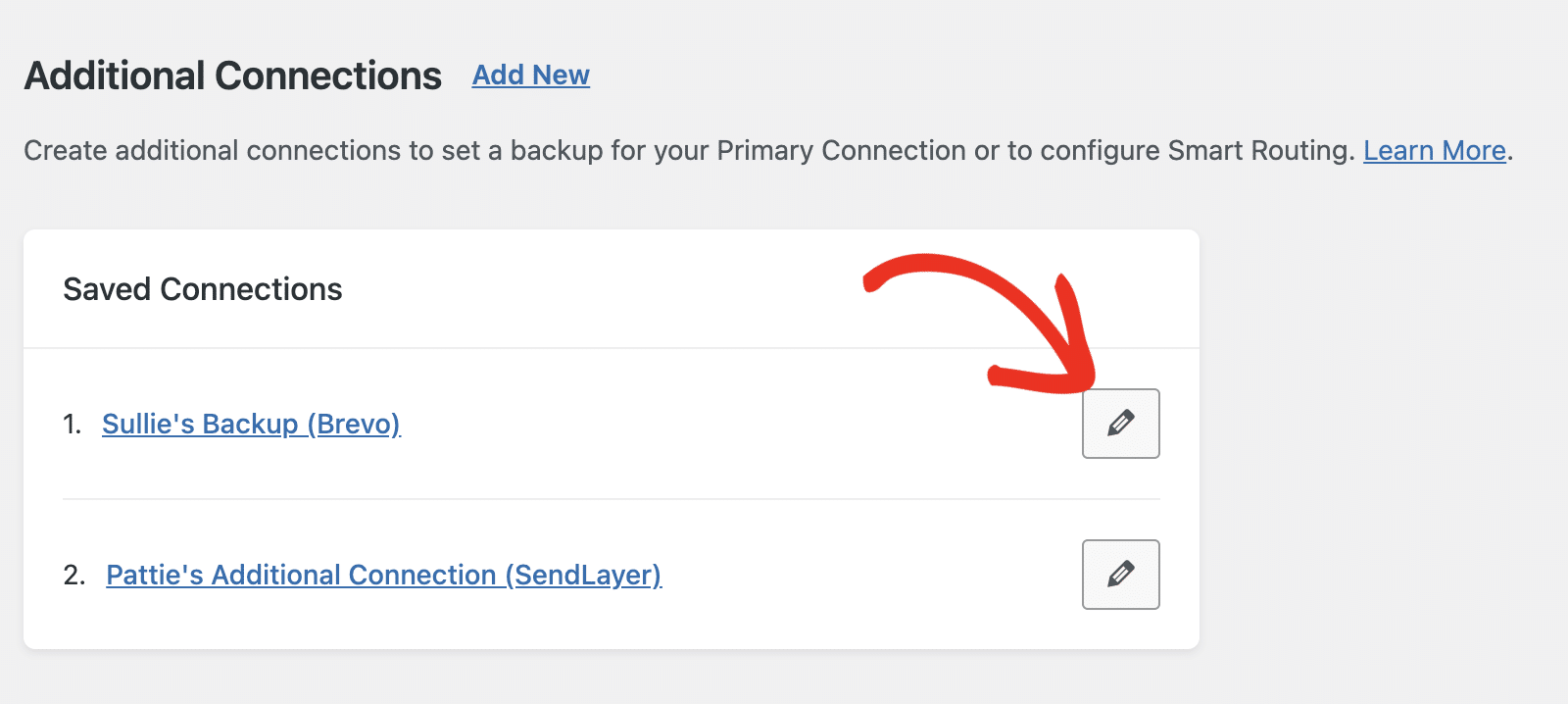 Edit additional connection