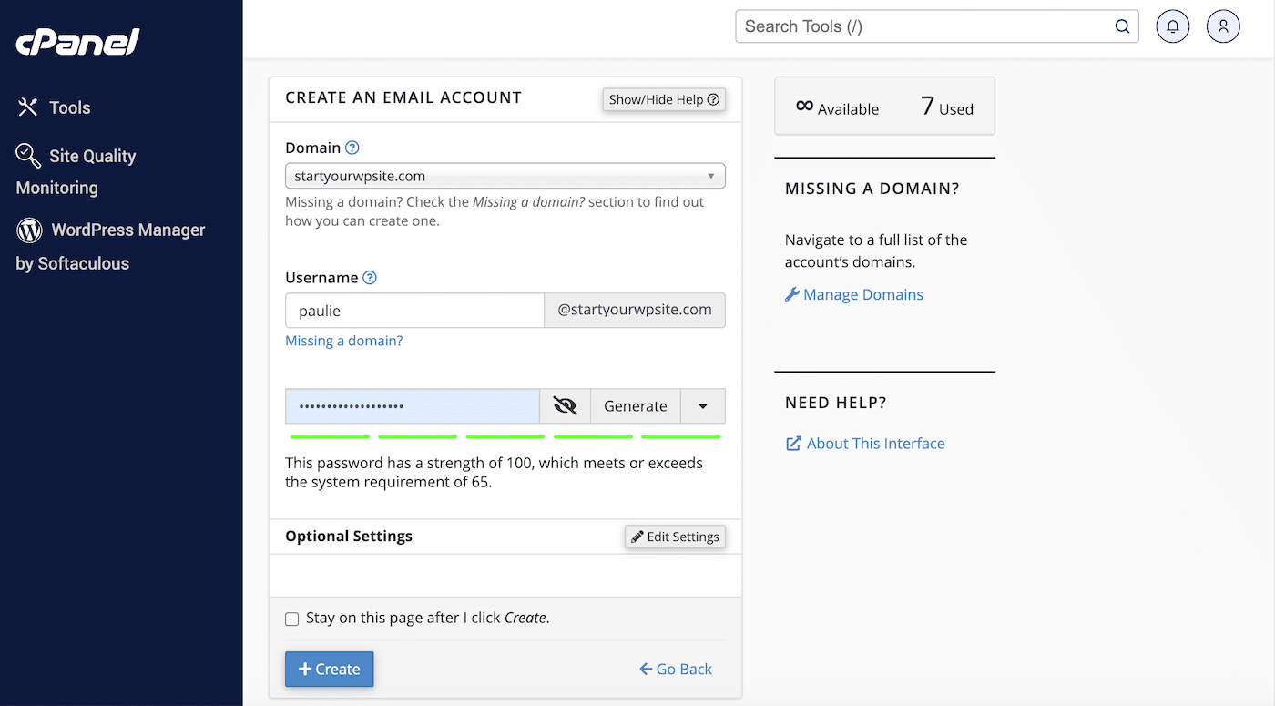 New cPanel Email Account Setup